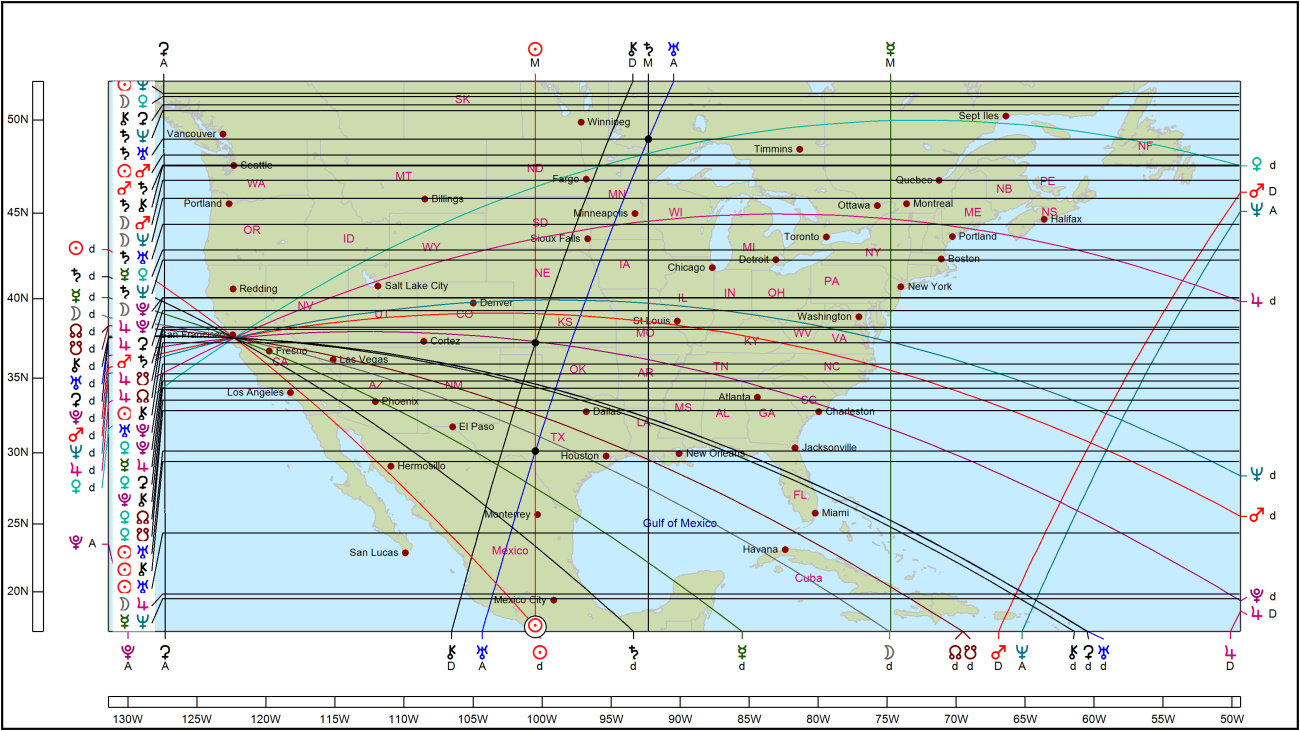 Astrocartography Locational Astrology Map Lines Example