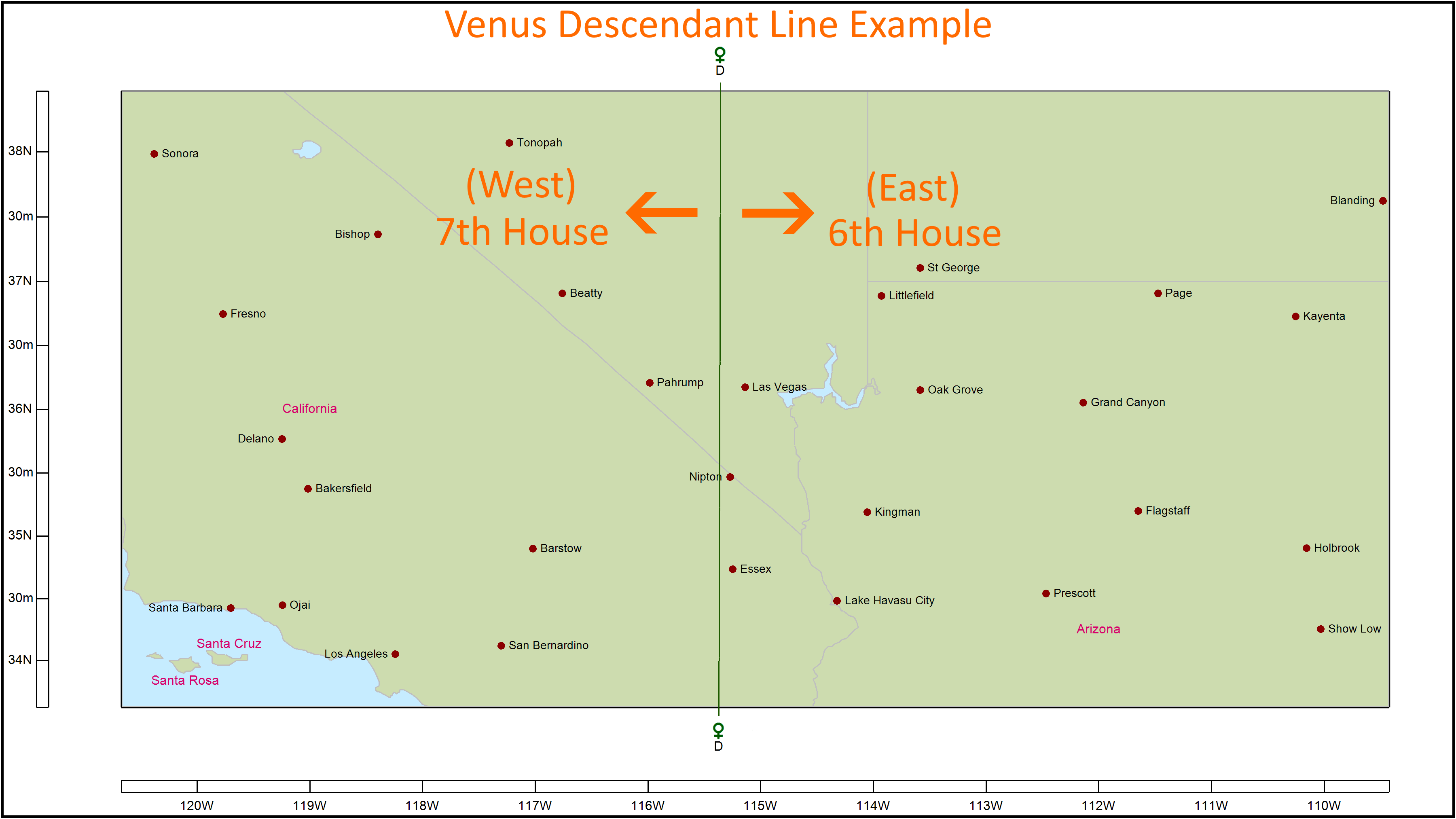 Astrology Map Venus Descendant Line Example